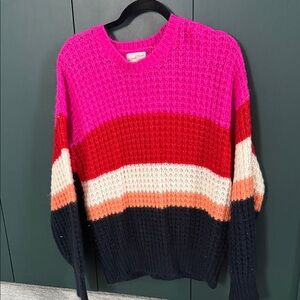 Universal Thread Women's Striped Sweater - Pink, Red, and Black